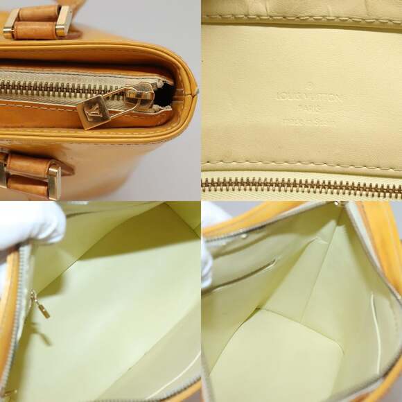 LOUIS VUITTON Monogram Vernis Houston Hand Bag Lime Yellow M91055 - Picture 11 of 12